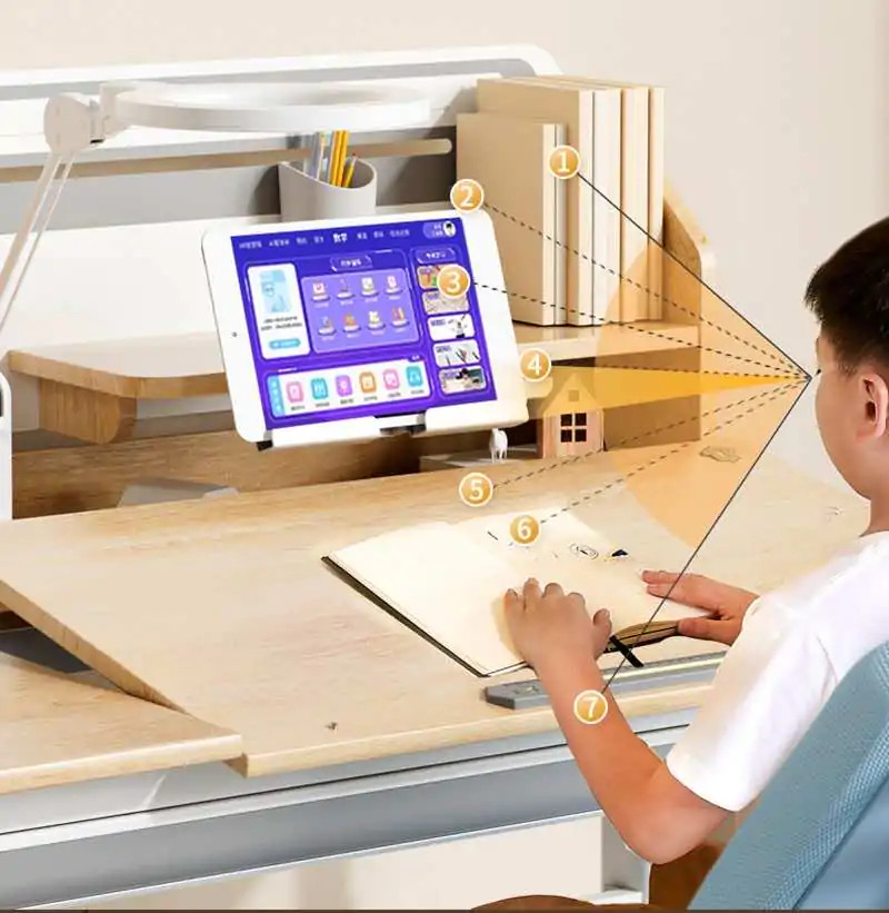 Bàn học chống gù với khay để ipad, sách vở