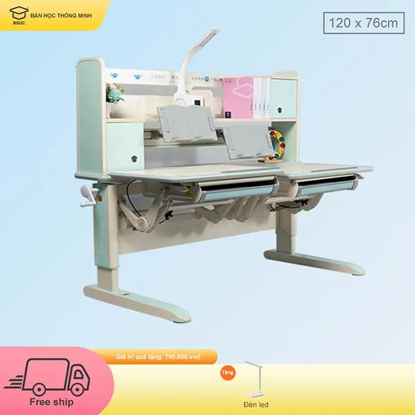 Mẫu bàn học đôi cao cấp BSUC dành cho 2 bé hoặc 1 phụ huynh kèm 1 bé học bài DRZ-1411