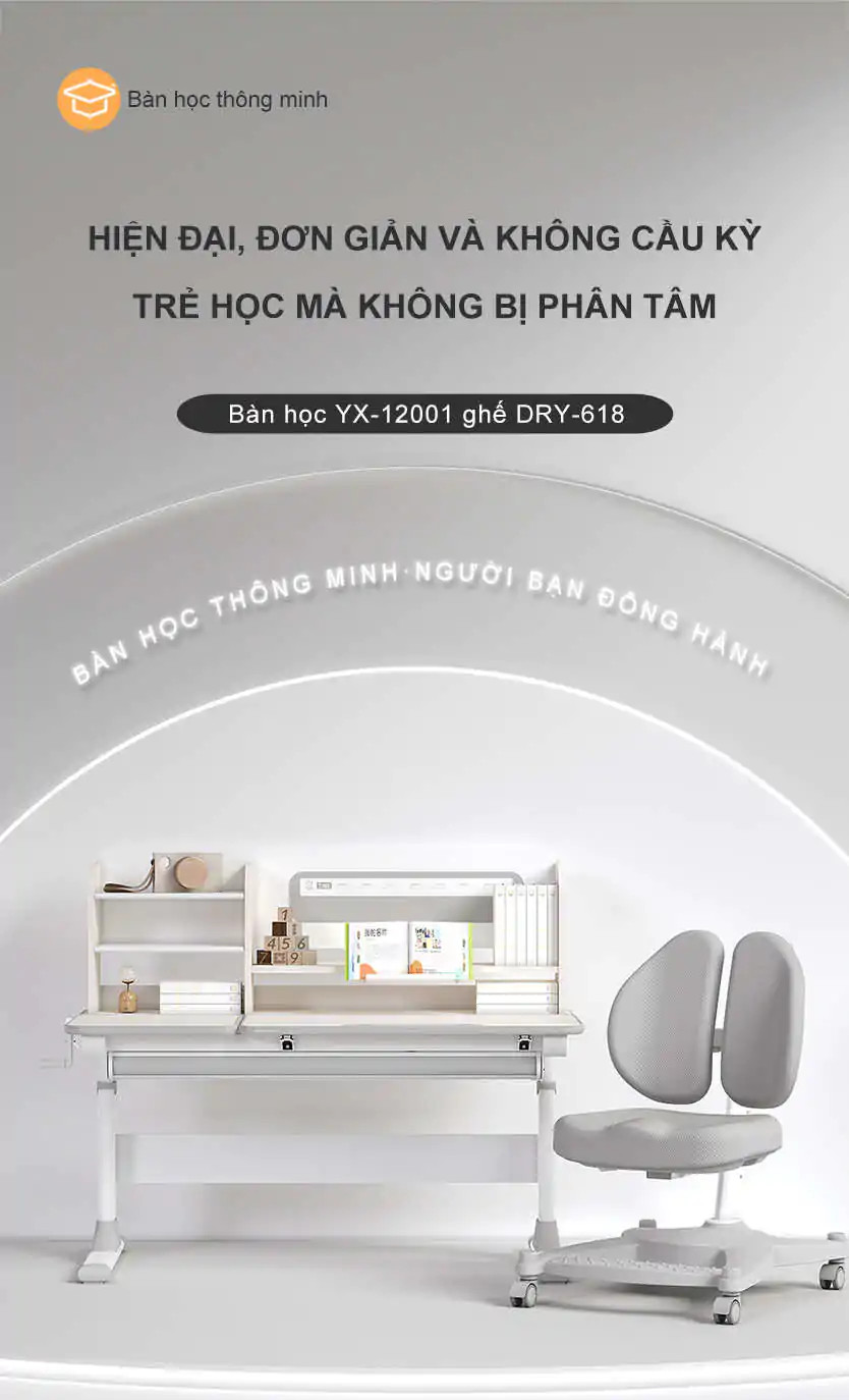 Bàn học thông minh rộng 1m2 YX-12001 ghế DRY-618