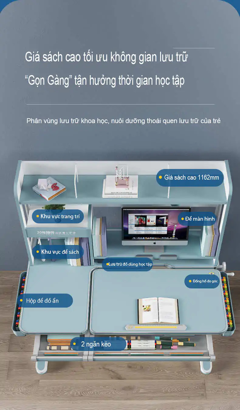 Hình ảnh chi tiết mặt bàn học chống gù