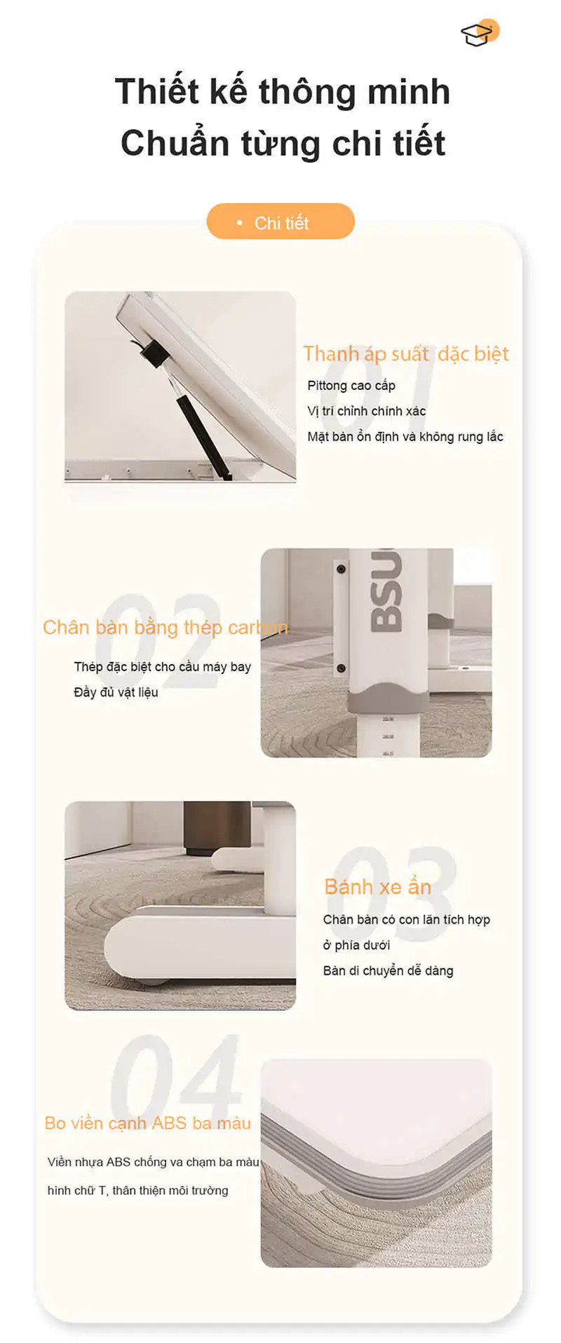 Hình ảnh minh họa kích thước và cách lắp đặt bàn học ST-12001