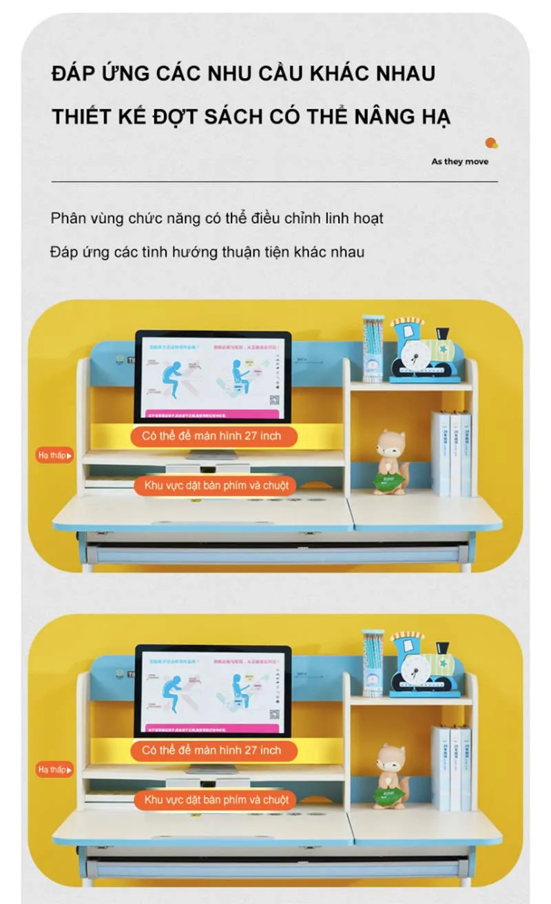 Kệ sách có thể nâng hạ, đáp ứng nhiều mục đích sử dụng