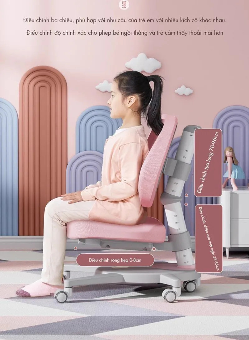 Tính năng hỗ trợ tựa lưng, để chân giúp bé ngồi thẳng